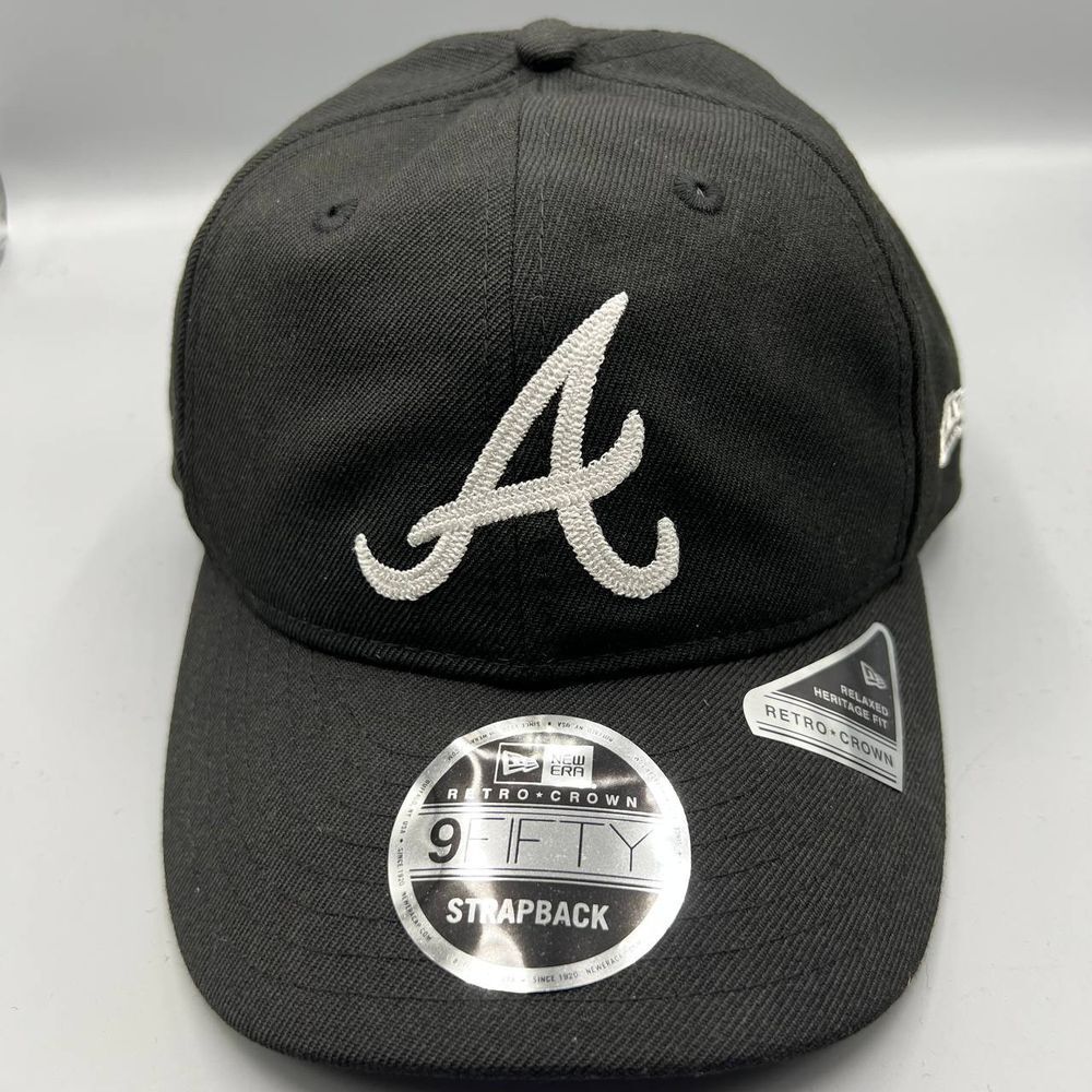 Atlanta Braves Hat Men Black Retro Crown 9Fifty New Era Strap Back‎ Cap New